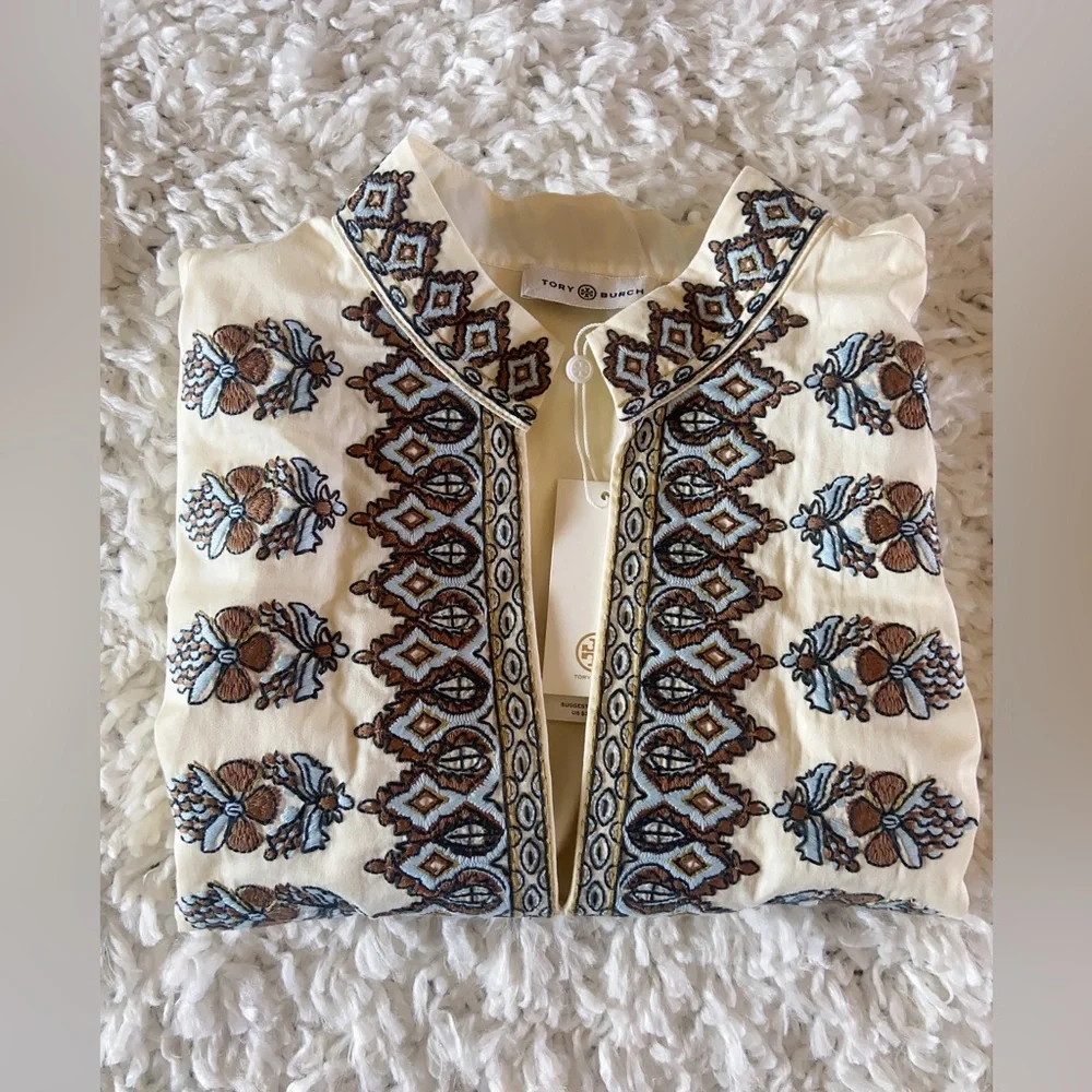 NWT Tory Burch Embroidered Cotton Tunic Size M